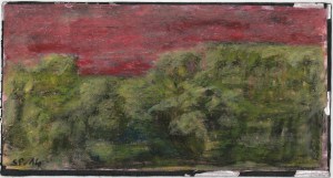 Red Landscape oil pastel drawing 2014