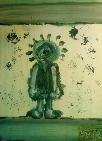 Green Man acrylic painting on paper