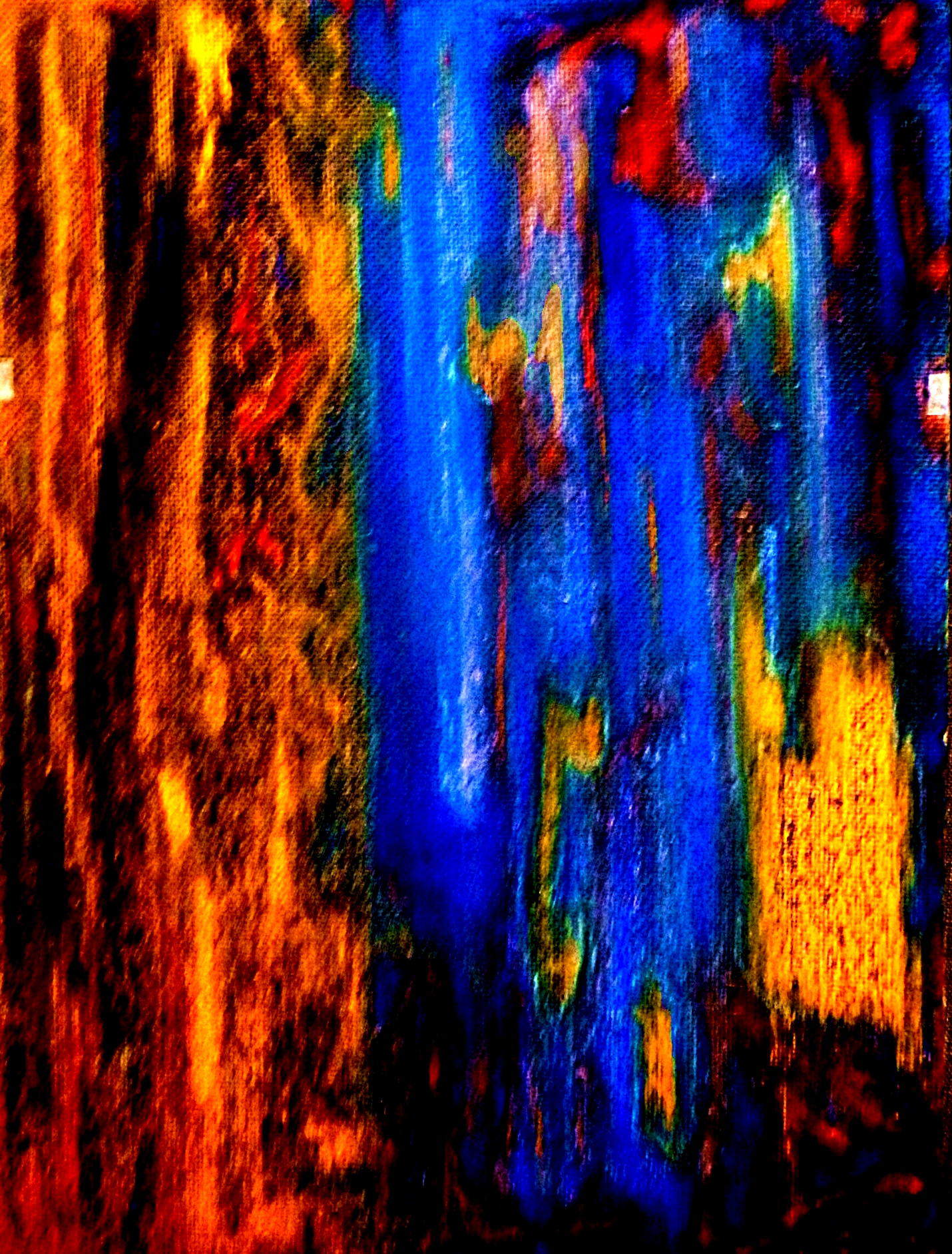 Blue Orange Abstraction digital picture from pastel drawing